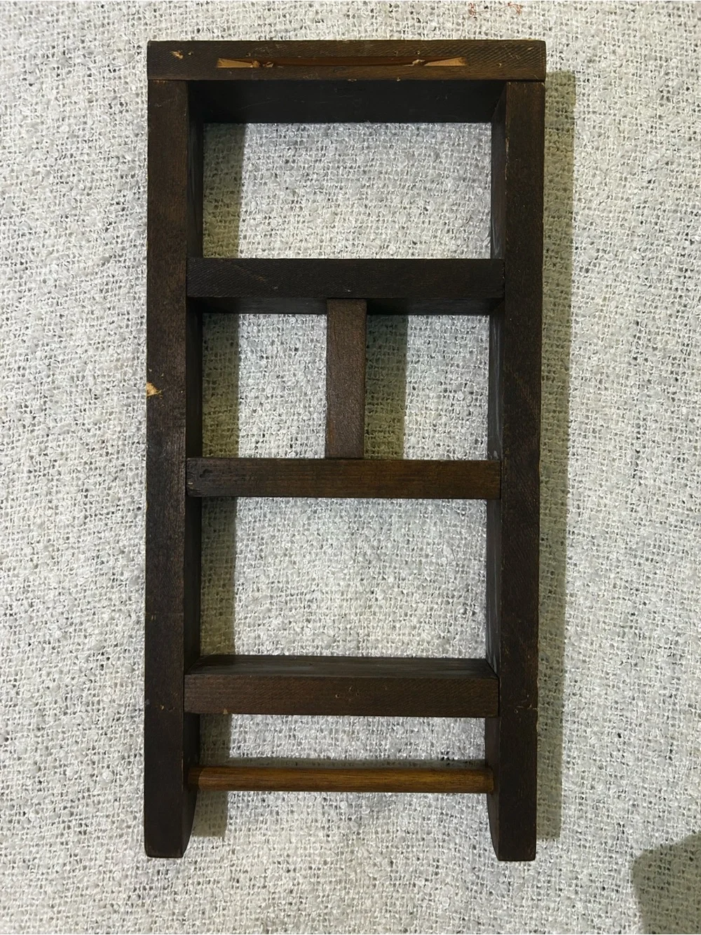 Vintage cottagecore distressed rustic wooden mini ladder trinket shelf